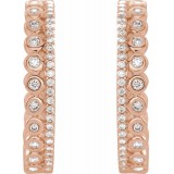 14K Rose 1/3 CTW Diamond Geometric Hoop Earrings photo 2