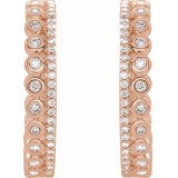 14K Rose 1/3 CTW Diamond Geometric Hoop Earrings photo 2