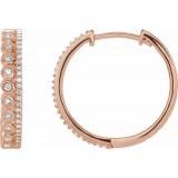 14K Rose 1/3 CTW Diamond Geometric Hoop Earrings photo