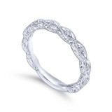 Gabriel & Co. 14k White Gold Victorian Diamond Wedding Band photo 3