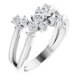 Platinum 1/2 CTW Diamond Cluster Bypass Ring photo