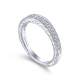 Gabriel & Co. 14k White Gold Victorian Diamond Wedding Band photo 3