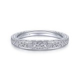 Gabriel & Co. 14k White Gold Victorian Diamond Wedding Band photo