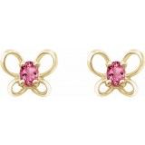 14K Yellow 4x3 mm Oval October Youth Butterfly Birthstone Earrings photo 2