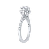 Shah Luxury 14K White Gold Round Cut Diamond Halo Engagement Ring with Euro Shank (Semi-Mount) photo 3