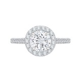 Shah Luxury 14K White Gold Round Cut Diamond Halo Engagement Ring with Euro Shank (Semi-Mount) photo