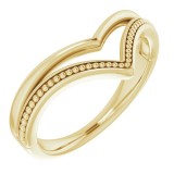 14K Yellow Beaded V Ring photo