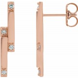 14K Rose 1/10 CTW Diamond Bar Earrings photo