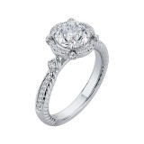 Shah Luxury 14K White Gold Round Cut Diamond Halo Engagement Ring (Semi-Mount) photo 2
