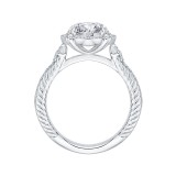 Shah Luxury 14K White Gold Round Cut Diamond Halo Engagement Ring (Semi-Mount) photo 3