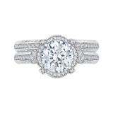 Shah Luxury 14K White Gold Round Cut Diamond Halo Engagement Ring (Semi-Mount) photo 4