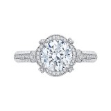 Shah Luxury 14K White Gold Round Cut Diamond Halo Engagement Ring (Semi-Mount) photo