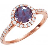 14K Rose Lab-Grown Alexandrite & 3/8 CTW Diamond Ring photo