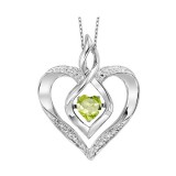 Gems One Silver Diamond (1/50 Ctw) & Created Peridot (1/4 Ctw) Pendant photo