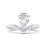 Shah Luxury 14K White Gold Pear Diamond Engagement Ring (Semi-Mount) photo