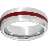 Serinium Beveled Edge Band with Red Inlay photo
