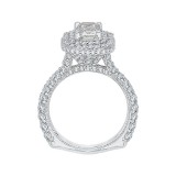 Shah Luxury 14K White Gold Split Shank Emerald Diamond Double Halo Engagement Ring (Semi-Mount) photo 4