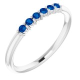 14K White Blue Sapphire Stackable Ring photo