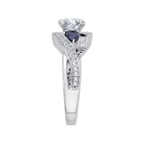 Shah Luxury 14K White Gold Cushion Diamond and Sapphire Engagement Ring (Semi-Mount) photo 3