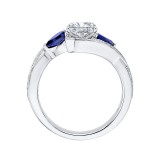 Shah Luxury 14K White Gold Cushion Diamond and Sapphire Engagement Ring (Semi-Mount) photo 4