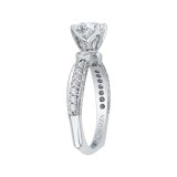 Shah Luxury 14K White Gold Round Diamond Floral Engagement Ring (Semi-Mount) photo 2