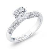 Shah Luxury 14K White Gold Three Row Round Diamond Engagement Ring (Semi-Mount) photo 2