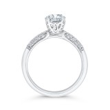 Shah Luxury 14K White Gold Three Row Round Diamond Engagement Ring (Semi-Mount) photo 4