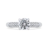 Shah Luxury 14K White Gold Three Row Round Diamond Engagement Ring (Semi-Mount) photo