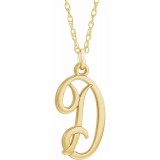 14K Yellow Script Initial D 16-18 Necklace photo