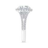 Shah Luxury 14K White Gold Round Cut Diamond Halo Engagement Ring Split Shank  (With Center) photo 3