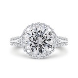 Shah Luxury 14K White Gold Round Cut Diamond Halo Engagement Ring Split Shank  (With Center) photo