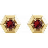 14K Yellow Mozambique Garnet Geometric Earrings photo 2