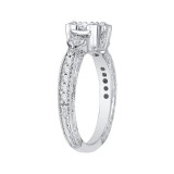 Shah Luxury 14K White Gold Cushion Cut Diamond Vintage Engagement Ring (Semi-Mount) photo 2