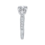 Shah Luxury 14K White Gold Cushion Cut Diamond Vintage Engagement Ring (Semi-Mount) photo 3