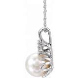 14K White Freshwater Cultured Pearl & .02CTW Diamond 18 Necklace photo 2