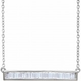 14K White 1/2 CTW Diamond Baguette Bar 16-18 Necklace photo