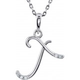 14K White .025 CTW Diamond Initial T 18 Necklace photo