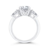 Shah Luxury 14K White Gold Three Stone Engagement Ring Center Oval with Kite-cut sides Diamond photo 4