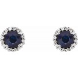 14K White Blue Sapphire & 1/6 CTW Diamond Earrings photo 2
