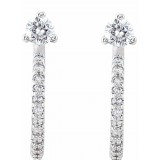 14K White 1/3 CTW Diamond Hoop Earrings photo 2