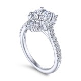 Gabriel & Co. 14k White Gold Art Deco Halo Engagement Ring photo 3