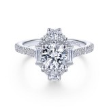 Gabriel & Co. 14k White Gold Art Deco Halo Engagement Ring photo