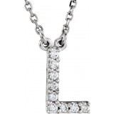 14K White Initial L .08 CTW Diamond 16 Necklace photo