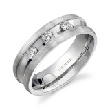 14k White Gold Deep Channel Three Stone Diamond Men's Band photo