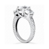 14k White Gold Diamond Semi-Mount 3 Stone Engagement Ring photo 2