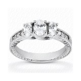 14k White Gold Diamond Semi-Mount 3 Stone Engagement Ring photo