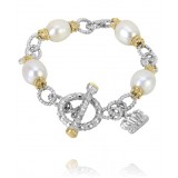 Vahan 14k Gold & Sterling Silver White Pearl Chain Bracelet photo