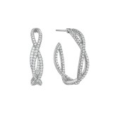 Henri Daussi 14k White Gold Diamond Hoop Earrings photo