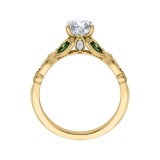 Shah Luxury 14K Yellow Gold Round Diamond and Green Tsavorite Engagement Ring (Semi-Mount) photo 4