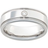 Serinium Rounded Edge Band with One .06 Brilliant Round Diamond and a Polish Finish photo